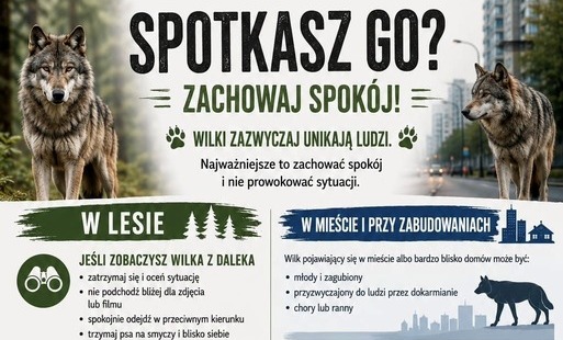 Zdjęcie do Zasady postępowania w przypadku spotkania wilka.